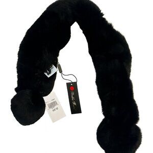 Belle Fare Black Rex Rabbit Fur Scarf Stole Wrap Luxury NWT One Size-I060